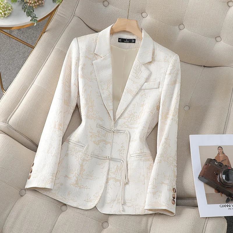 Женский блейзер с V-образным вырезом абрикосового белого или черного цвета