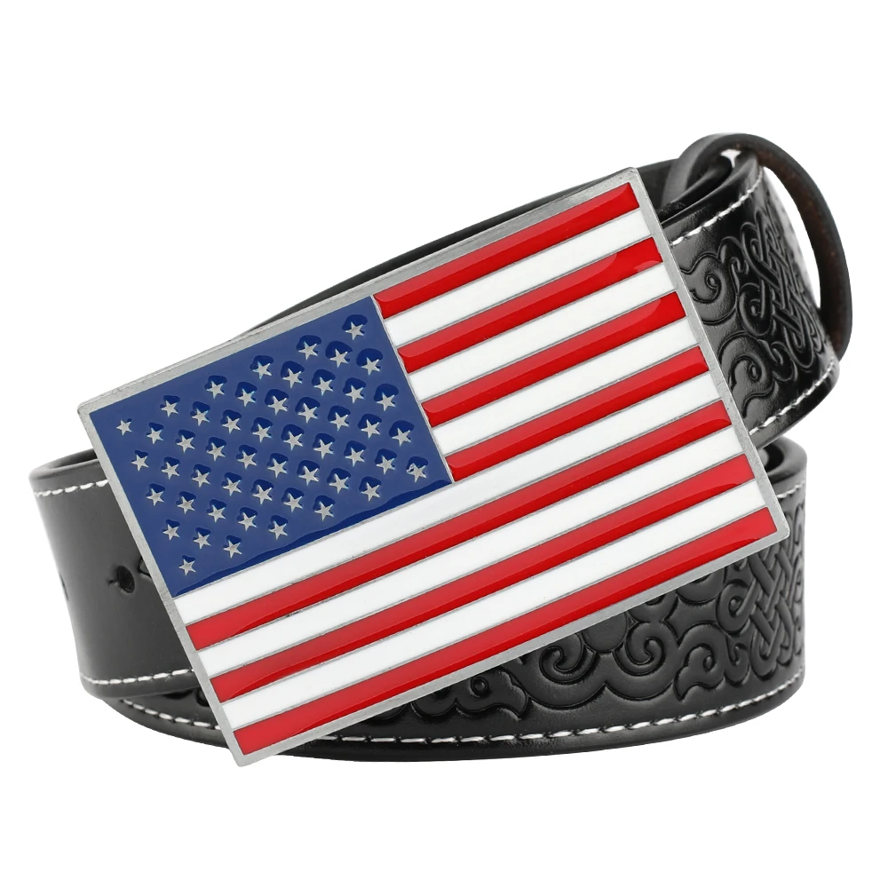 American Flag Genuine Leather Embossed Belt