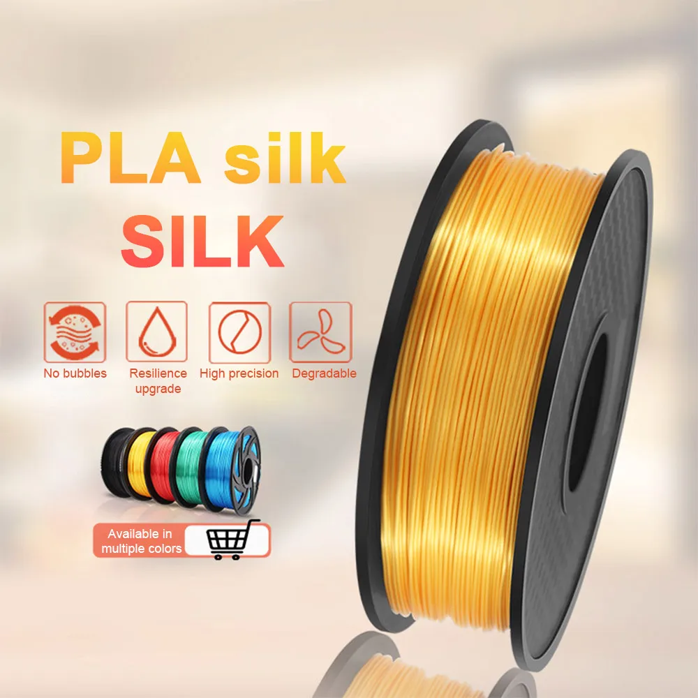 

PLA 3D Printer Filament Silky Shiny Printing Consumables for FDM 3D Printers 1.75mm 1kg Spool Metallic Color