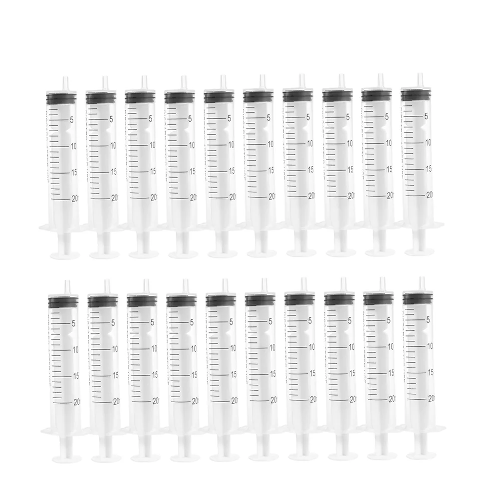 

25PCS 20ml Plastic Disposable Injector Syringe Without Needle for Refilling Measuring Nutrient