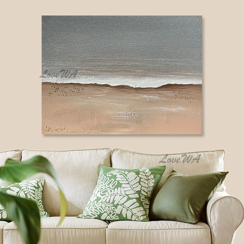 Новейшая палитра ножей Холст Искусство морская волна масляная живопись отель