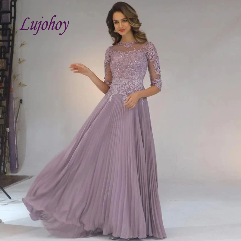 Кружевные платья для матери невесты с длинным рукавом женское Шифоновое Платье