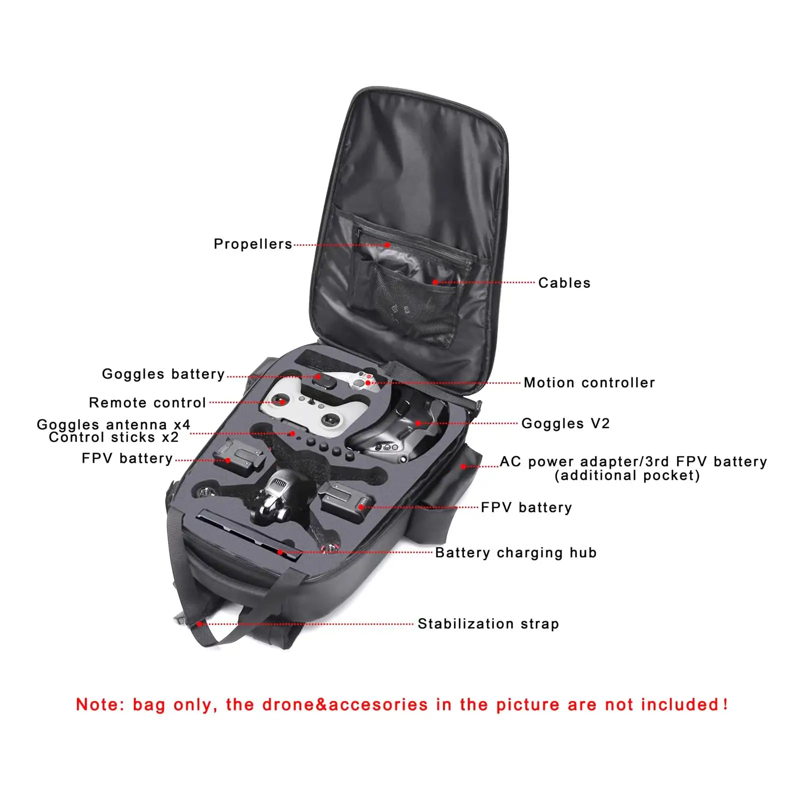 

Backpack Large Capacity with Carry Handle Waterproof Carrying Case for Remote Controller Accessories Travel Home