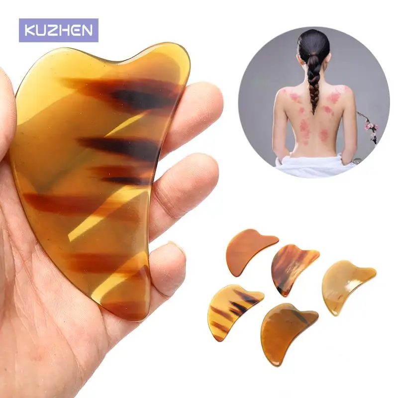

Natural Ox Horn Gua Sha Board Gouache Scraper Face Massager Facial Lift Neck Body Scraping Massage Beauty Tools Physical Therapy