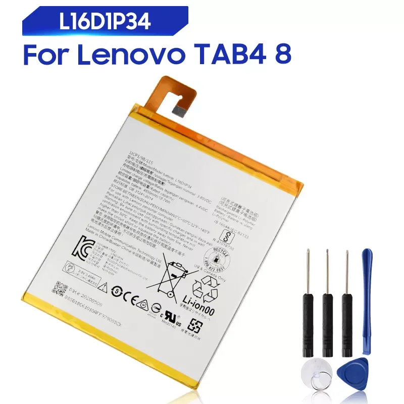 

2023New Original Replacement Battery For Lenovo TAB4 8 TB-8504N/F Tablet PC TAB4 8 Plus L16D1P34 Genuine Battery 4850mAh