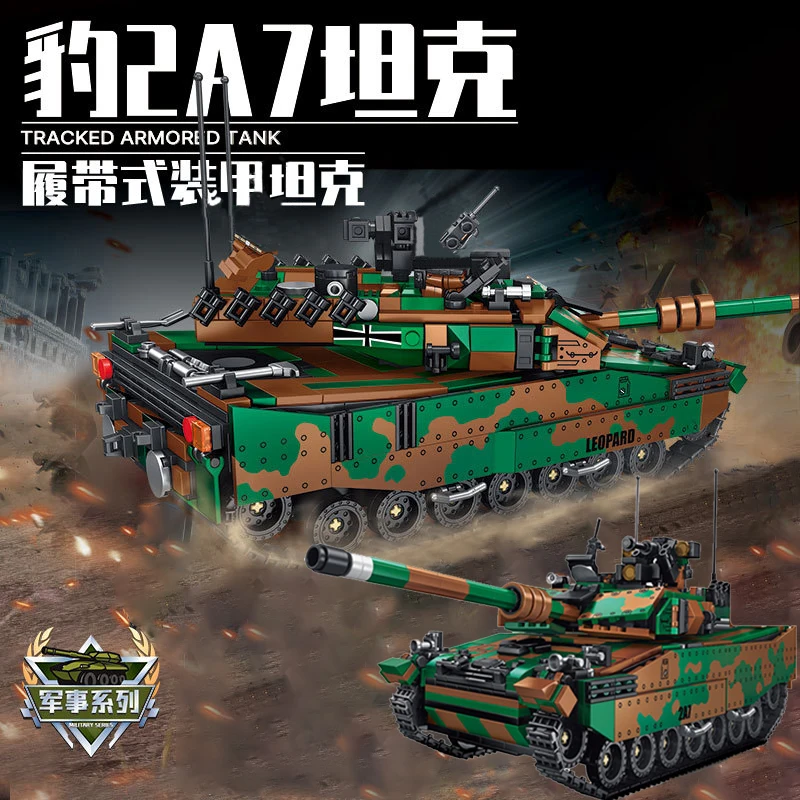 

Набор строительных блоков: танк, Вторая мировая война, немецкий военный леопард, модель 2A7, Набор фигурок, кирпичи, Вторая мировая война, армейские солдаты, детские подарки, игрушки