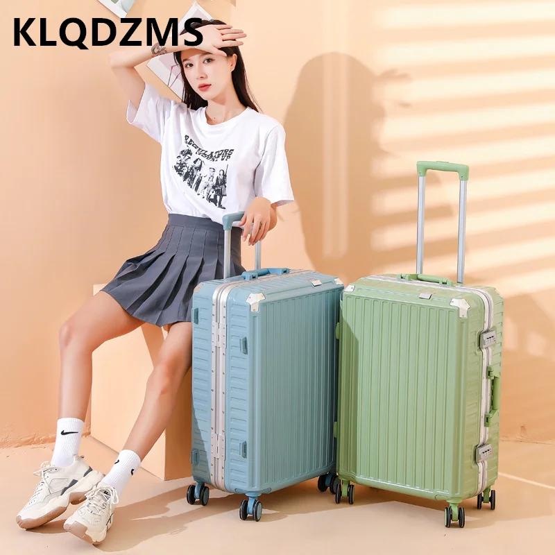 KLQDZMS New Trolley Suitcase Women's Large-capacity Storage Luggage Strong and Durable Aluminum Frame Travel Boarding Box