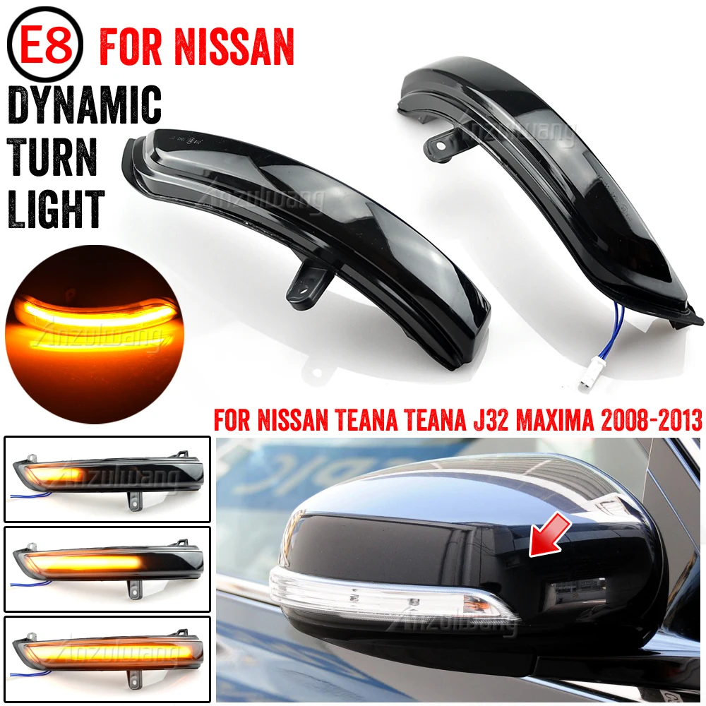 

2pcs Dynamic Turn Signal LED Side Mirror Indicator Blinker Sequential Light For Nissan Teana J32 2008-2012 Maxima