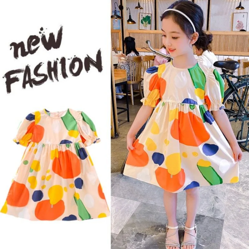 

Girls Summer Dress Children's Fashion Short Sleeve Girls' Korean Princess Dresses 2023 New Cute Dresses Elegant 12 Year Clothing