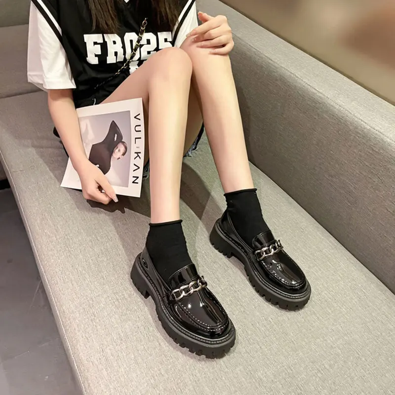 

Women Shoes 2022 New Girl Lolita Shoes JK Uniform Shoes PU Heart Ankle with Shoes Cute Sexy Retro British Style