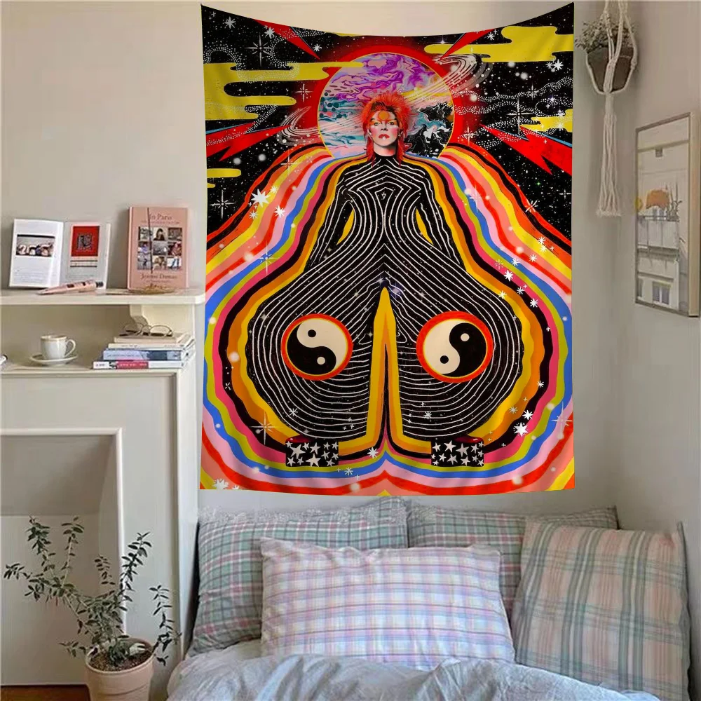 Британский гобелен рок-певица Дэвид Б-Боуи из аниме подвесной Таро хиппи