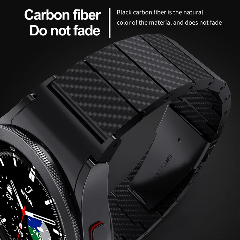 No Gaps Luxury Strap for Samsung Galaxy Watch 4 40mm 44mm Luxury Carbon Fiber Bracelet for Samsung Watch 4 Classic 42mm 46mm