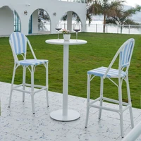 modern simple outdoor high bar beach rattan wicker chair patio garden stools and restaurant dining chair and table sectional