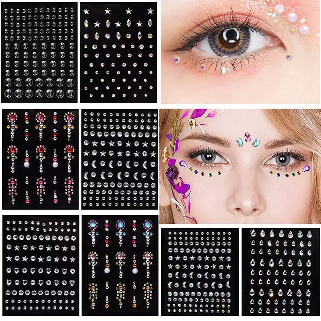 

Eye Body Face Nail Gems Rhinestone Stickers Face Jewels Festival Self Adhesive Rhinestones Stickers Women DIY Makeup Decorations
