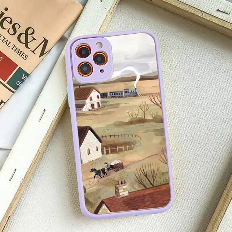 Watercolor Painting Phone Case for iPhone 14 11 12 13 Mini Pro Max 8 7 Plus X XR XS MAX Translucent Matte Cover