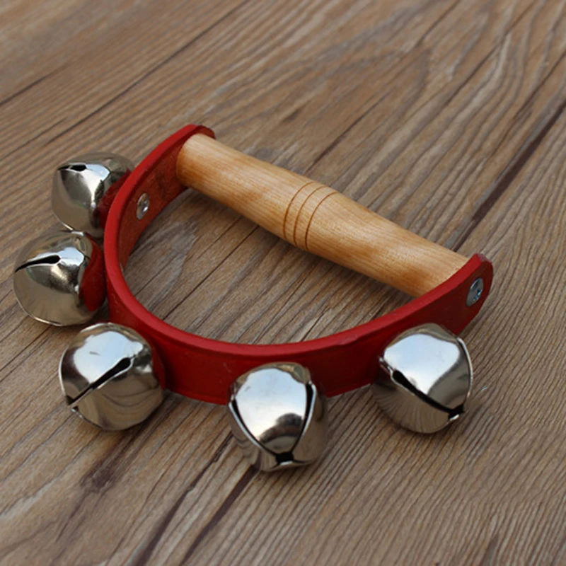 

1PC Wooden Rattle Toy Red Music Baby Education Toys Musical Instruments Wooden Handbell Toys for Kids High Quality Supplies
