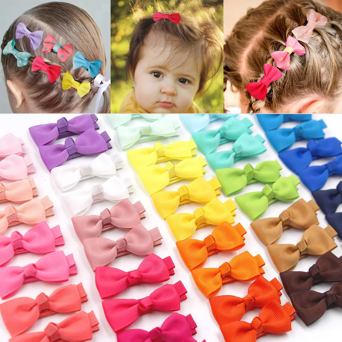 

10/20pcs Cute Baby Hair Bows Girls Barrettes Ribbon Hair Bow Clips Hairpins toddler Hair Clip Bownot Hairwear Hair Accessories