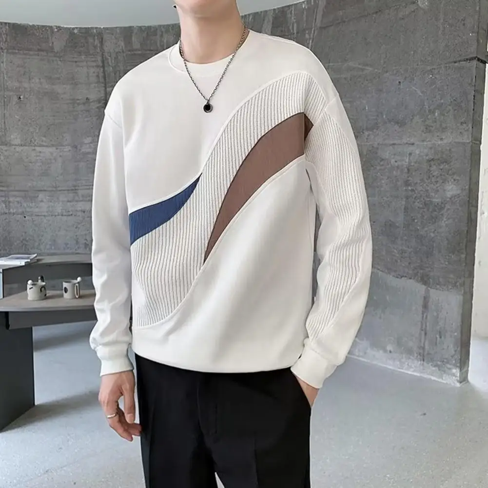 

Crew Neck Super Soft Dressing Relaxed Fit Ribbed Cuff Pullover Sweatshirt Male Pullover Sweatshirt for Party