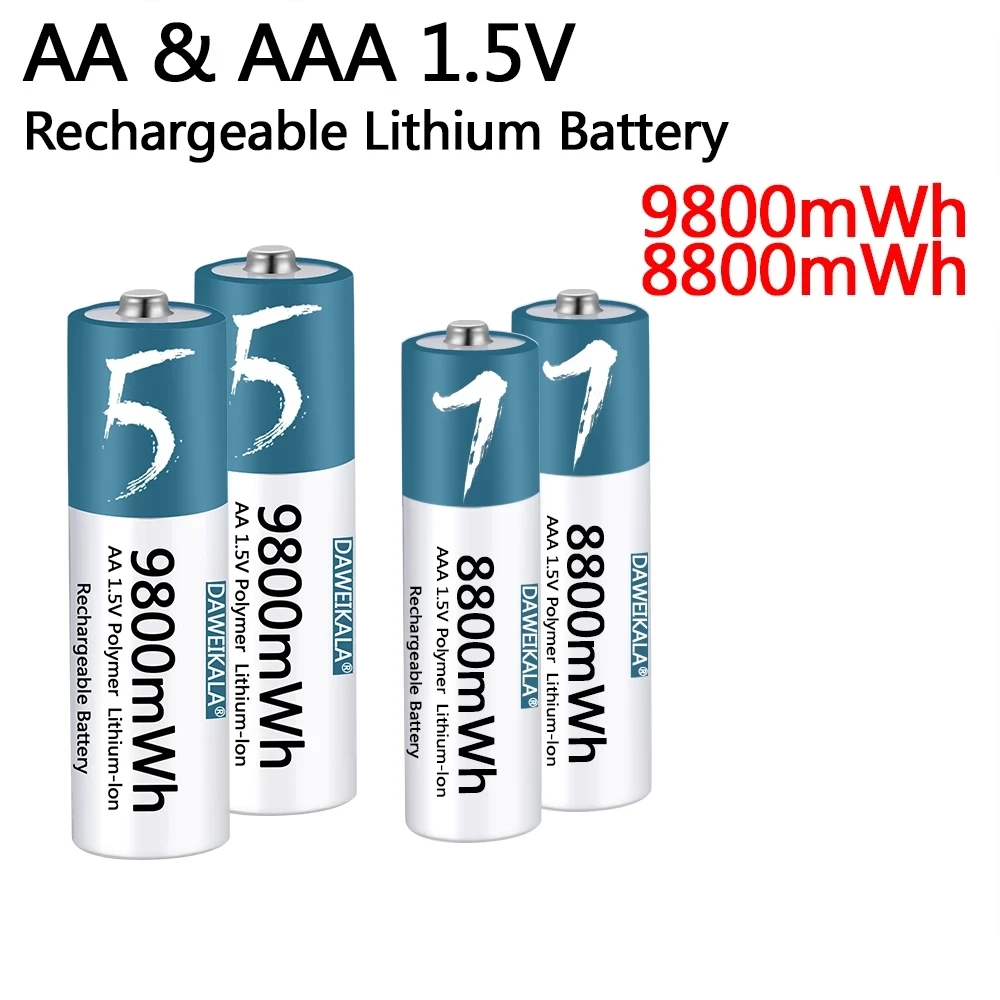 

Daweikala High Capacity AA/AAA 1.5V Polymer Li-ion Battery Rechargeable Battery for Remote Control Mouse Small Fan Electric Toy