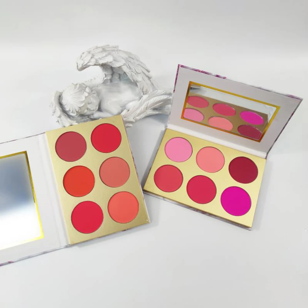 

6 Colors Marbled Blush Makeup Palette Lasting Natural Cheek Contour Blusher Private Label Custom Bulk for Face