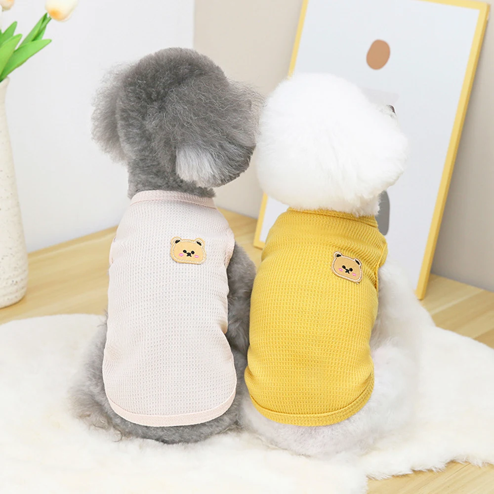 

Одежда в виде медведя, яркого кота, Однотонная футболка, одежда для собак, тонкий, новый модный дышащий жилет для мопса, собаки, кошки