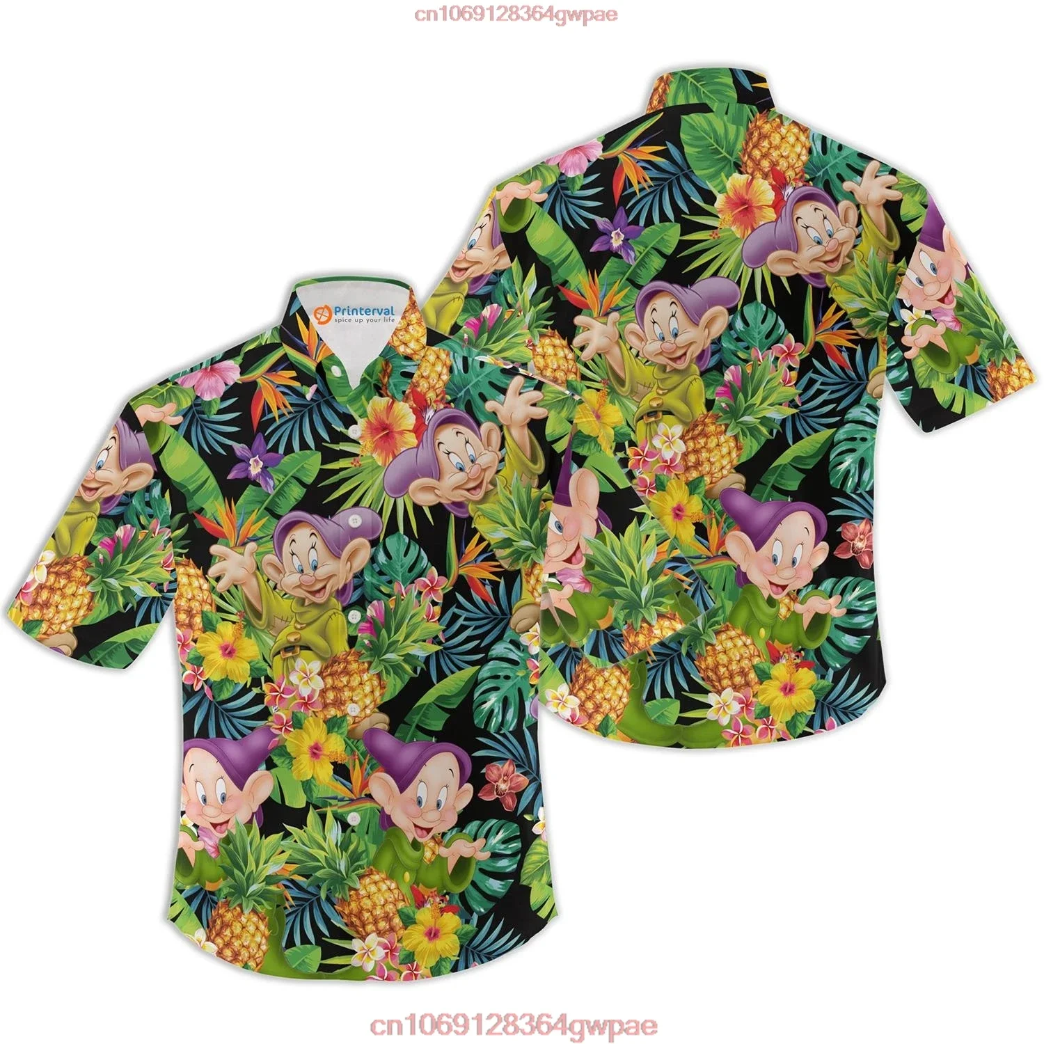 MINISO Гавайская рубашка Disney Dopey Dwarf из полиэстера