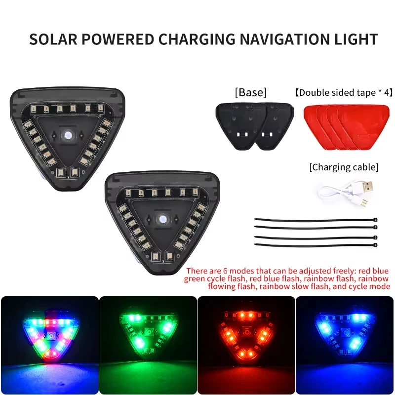 

Солнечная Сигнальная Лампа-стробоскоп, Многофункциональная, С Разноцветными Светодиодами, Задний Фонарь Для Мотоцикла