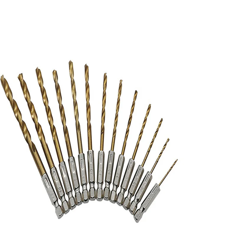 

13 шт. 1,5-6,5 мм, шестигранный хвостовик, спиральное сверло, высокоскоростная стальная бита для электрического шуруповерта, хвостовик 6,35 мм, бита для электрического шуруповерта