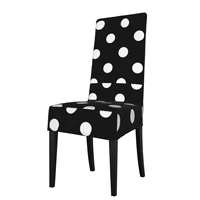 dining room high back chair cover slipcovers white polka dot on black stretch short kitchen banquet armless seat cover protector