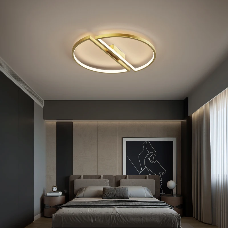 

Master bedroom lamp light luxury modern minimalist led living room lamp personality household round Nordic ceiling lamps