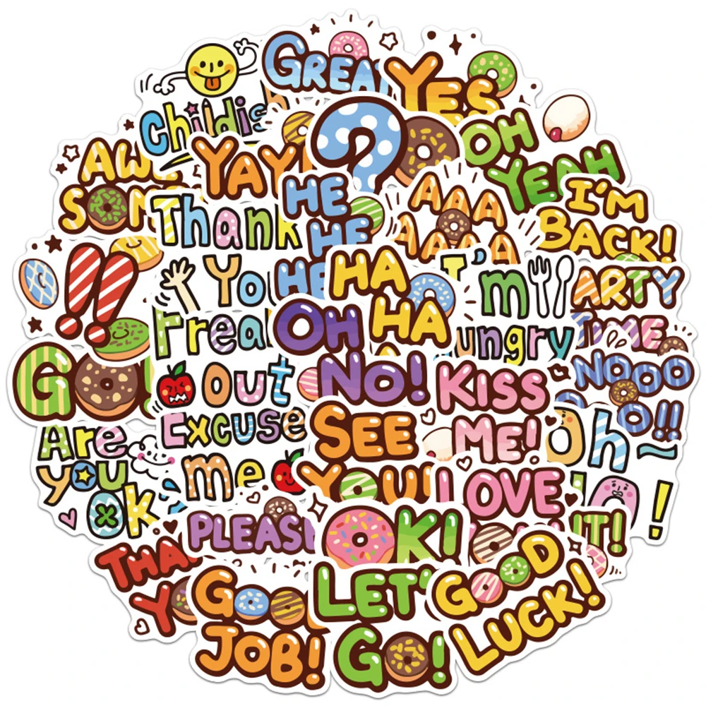 103050pcs cute cartoon motivational phrases sticker laptop phone guitar bike office study room graffiti sticker decal kids toy free global shipping
