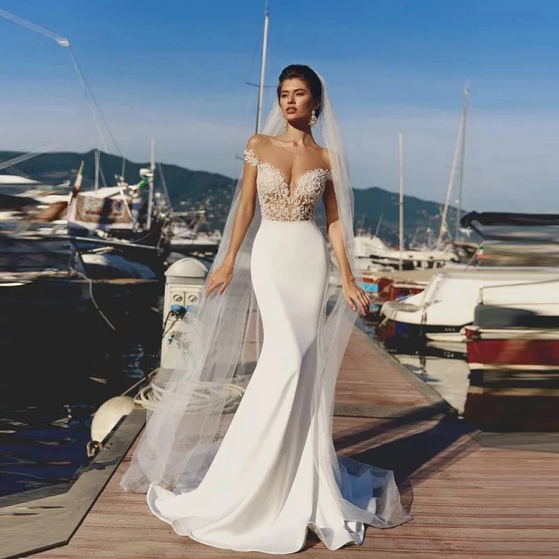 

Sexy Deep V-Neck Mermaid Wedding Dress 2023 New Off Shoulder Lace Appliques Backless Bridal Gown For Women Custom Made Illusion