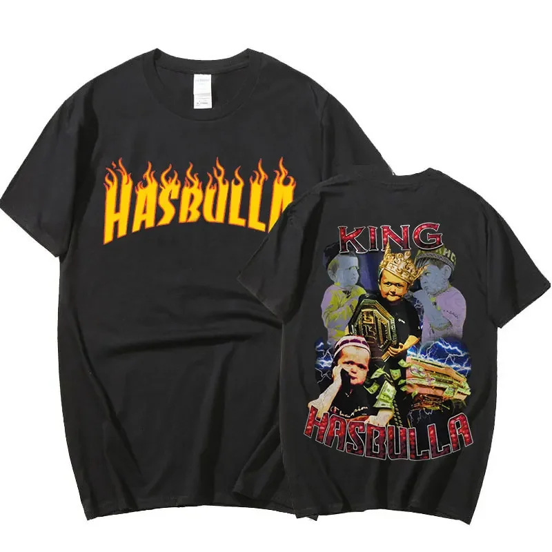 Классическая футболка Hasbulla Fighting Meme модная повседневная с круглым вырезом