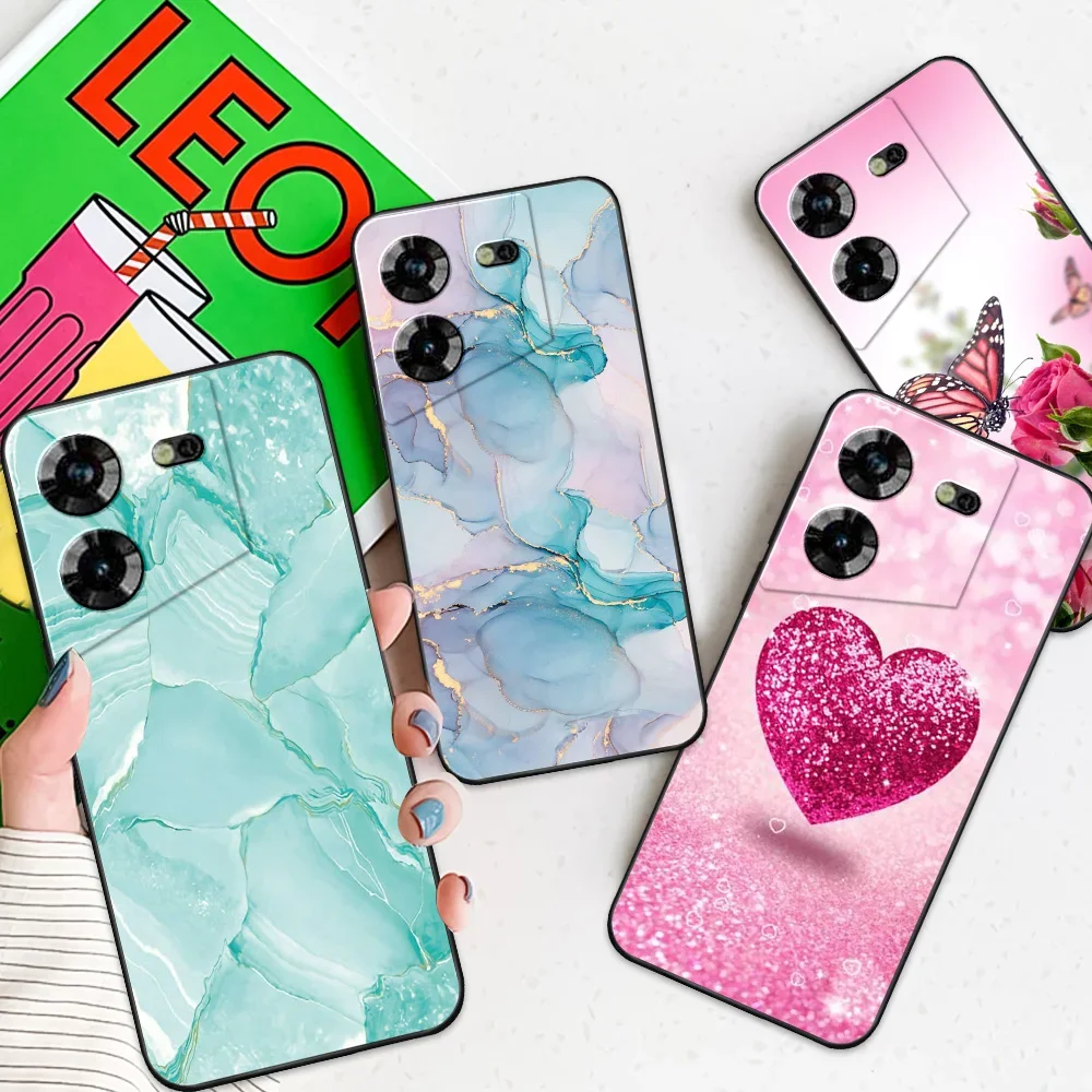 Чехол для Tecno Pova 5 мягкий силиконовый чехол из ТПУ Женский задняя крышка Pova5