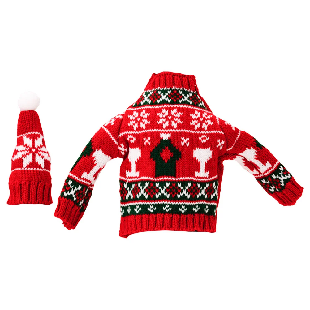 

Christmas Table Top Decor Adorable Bottle Sleeves Clothes Decors Delicate Tablescape Reusable Cover Polyester