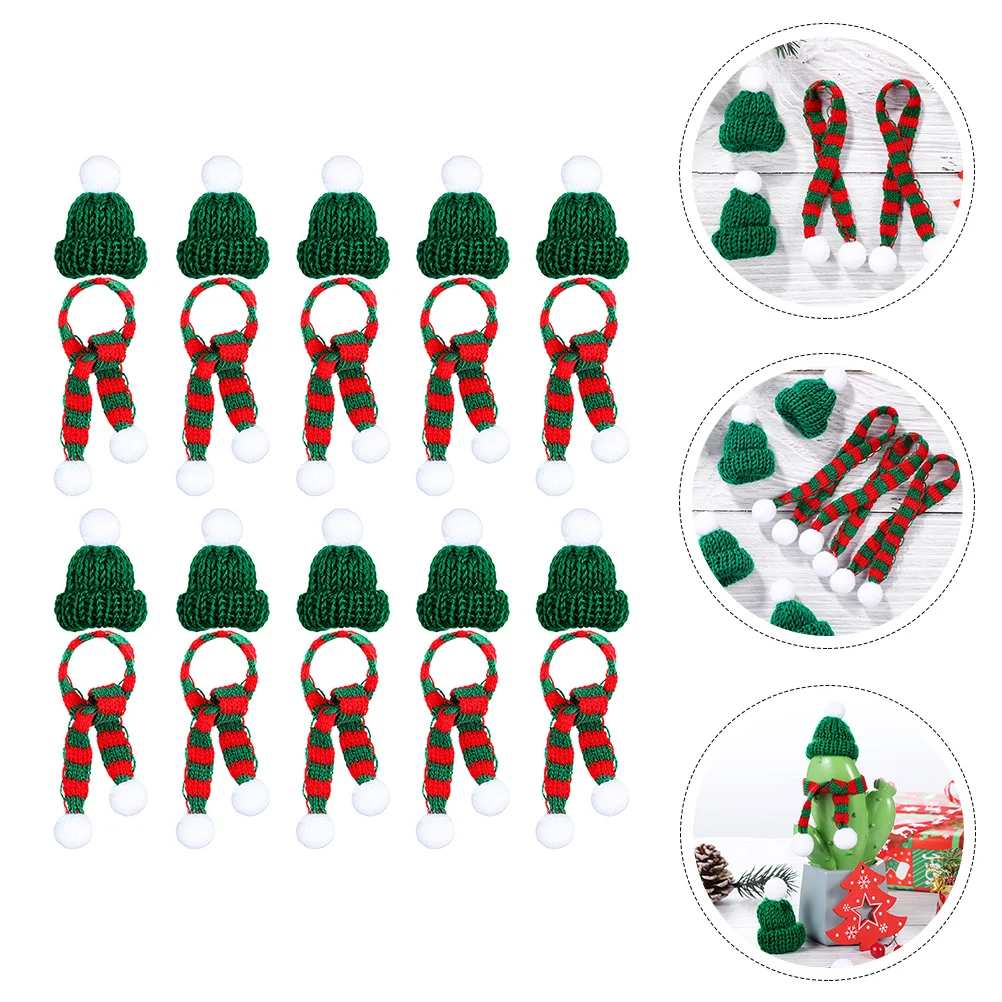

Christmas Mini Hat Santa Decor Hatscraft Ornament Bottle Clausknitted Lollipop Cap Small Knit Diy Ornaments Wool Yarn Miniature