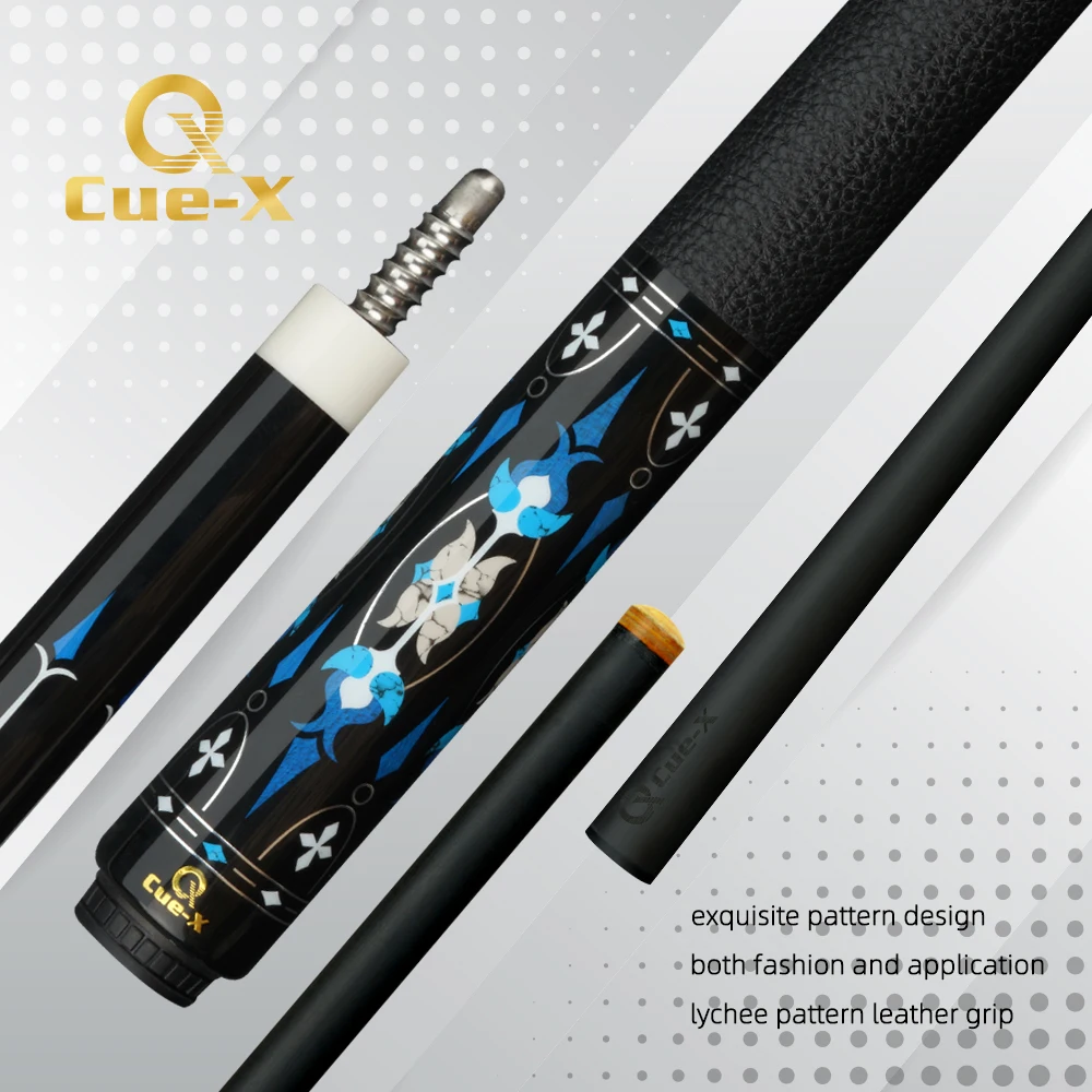 KONLLEN CUE-X HQ-10F Billiard Cue Stick Carbon Fiber Shaft 12.5mm Tip Billiard 3/8*8Radial Pin Joint Leather Wrap Pool Cue Stick