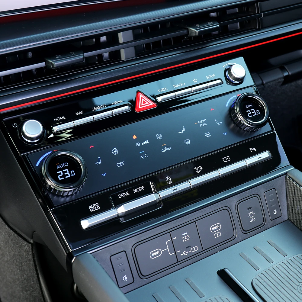 Фото 2 шт. для Hyundai Santa Fe MX5 2024 2025 LHD RHD, алюминиевые черные накладки на кольца ручек управления кондиционером №1