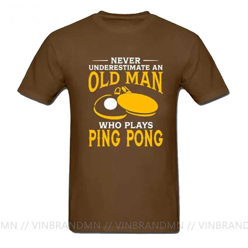 Never Underestimate An Old Man Who Plays Ping Pong T Shirt Geek Tee 100% Cotton Tees