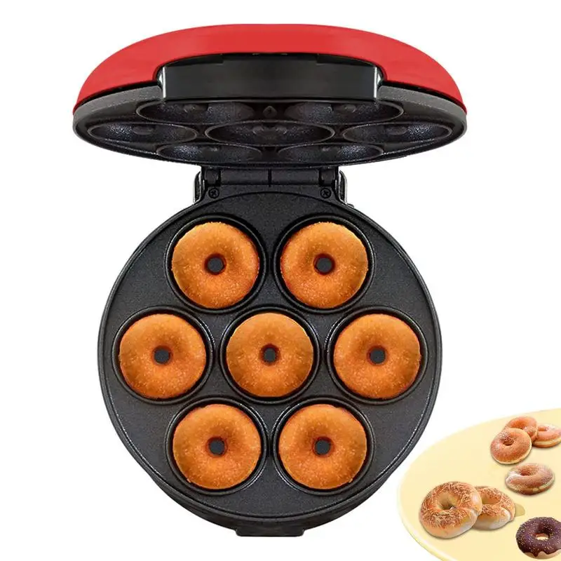

Мини-машина для пончиков, электрическая машина для пончиков, антипригарная двухсторонняя машина для нагрева пончиков для тортов, приготовление 7 пончиков за минуты для дома