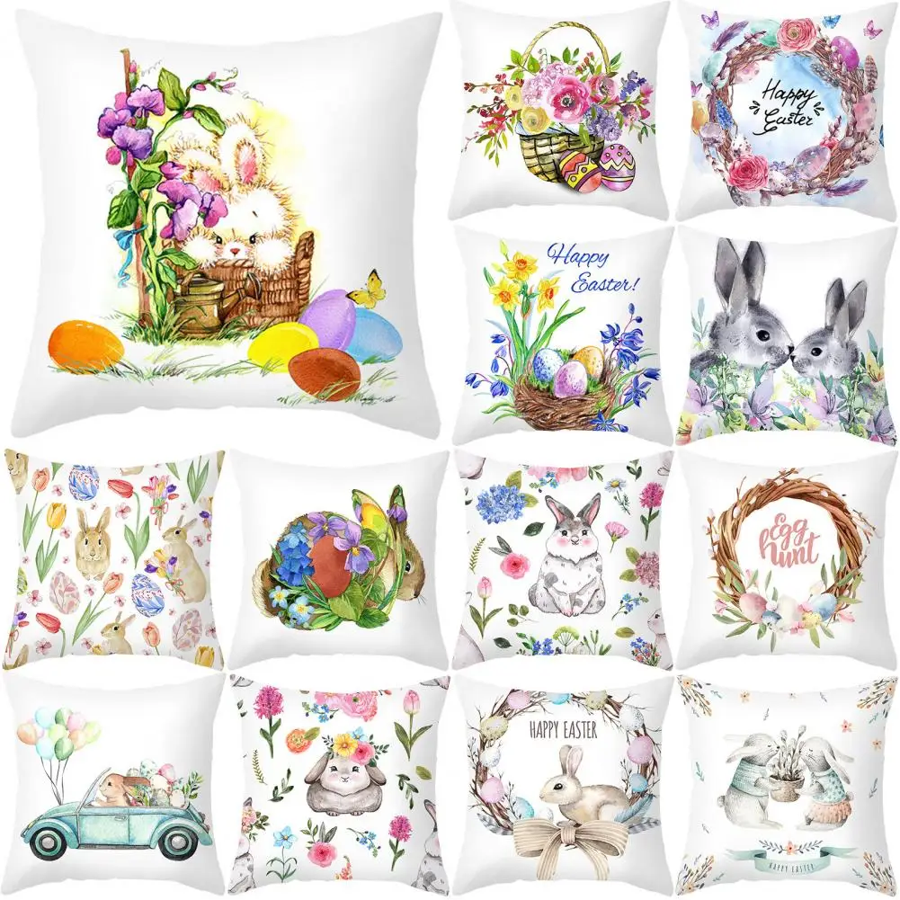

Easter Bunny Pillow Cover Cartoon Pillowcase Sofa Cushion Office Home Decor Gift