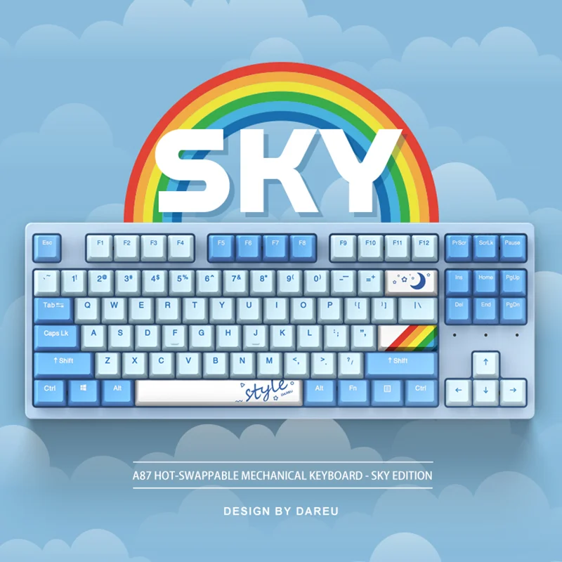 

Dareu A87 100% Hotswap USB Wired RGB LED Backlit Mechanical Gaming Keyboard With Customized Sky Switch Programable