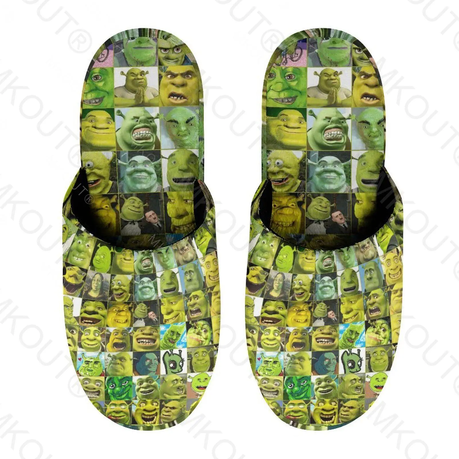 

Шлепанцы унисекс хлопковые, теплые, на толстой мягкой подошве, Нескользящие, пушистые, домашние тапочки, подошва, Шрек (1)