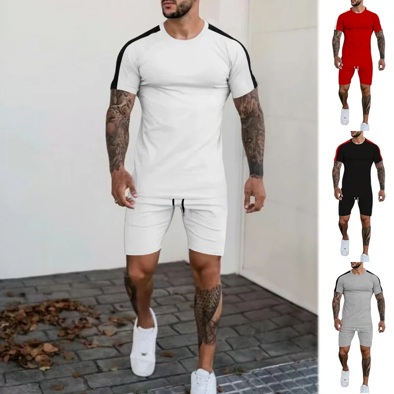 

High Quaility New Summer Men's Wear Paired With A Youth Short Sleeved T-shirt Casual Sports Set Men Clothing Sets