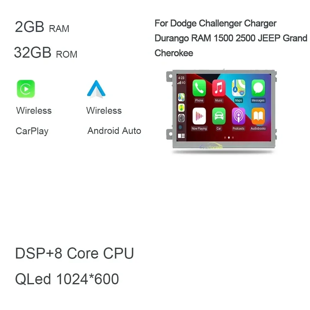 

IPS Carplay 2Din Android 13 автомобильное радио для Dodge Challenger, Charger Durango RAM 1500 2500 JEEP Grand Cherokee стерео 4G LTE GPS