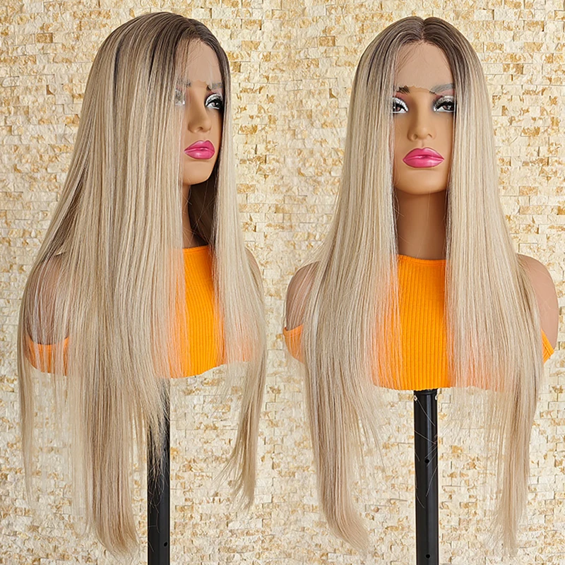 Волосы-снежинки пепельно-русый синтетический парик спереди мягкие дышащие