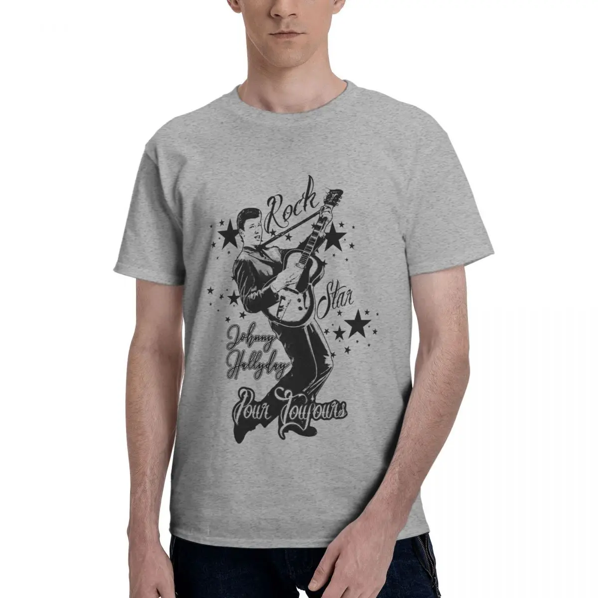 

Anime Johnny And Hallyday Humor Graphic Men's Basic Short Sleeve T-Shirt men set R337 Novelty Tees Tops