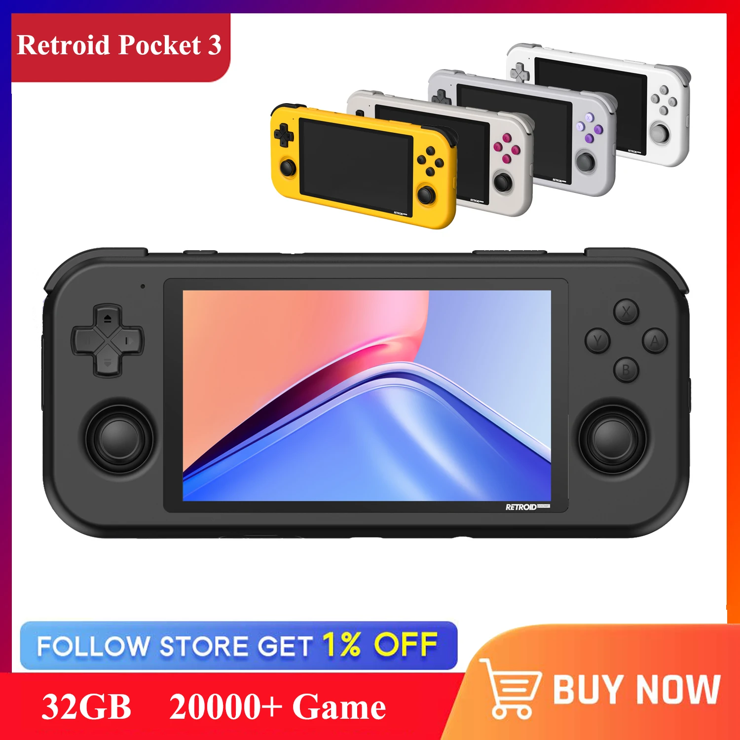 

Портативная игровая консоль Retroid Pocket 3 в стиле ретро, 4,7 дюйма, сенсорный IPS экран, Android 11 OS, 4000 мАч