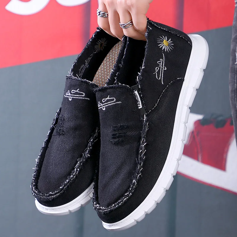 2022 New Spring Blue Canvas Dude Shoes Men Casual Shoes Summer Breathable Trend Fashion Lightweight Comfortable Mocassin Homme images - 6