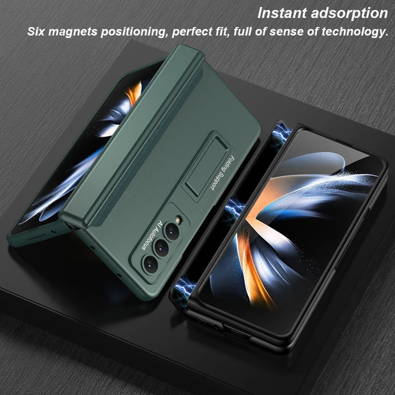 For Samsung Galaxy Z Fold 4 Fold4 Case Ultra-thin Matte Folding Magnetic Hinge Kickstand Shockproof Protection Holder Hard Cover